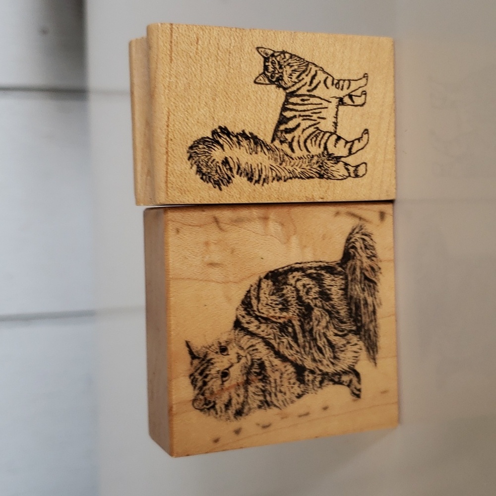 2 Cat Stamps Cat Stamps for Crafts Cat Stamp
